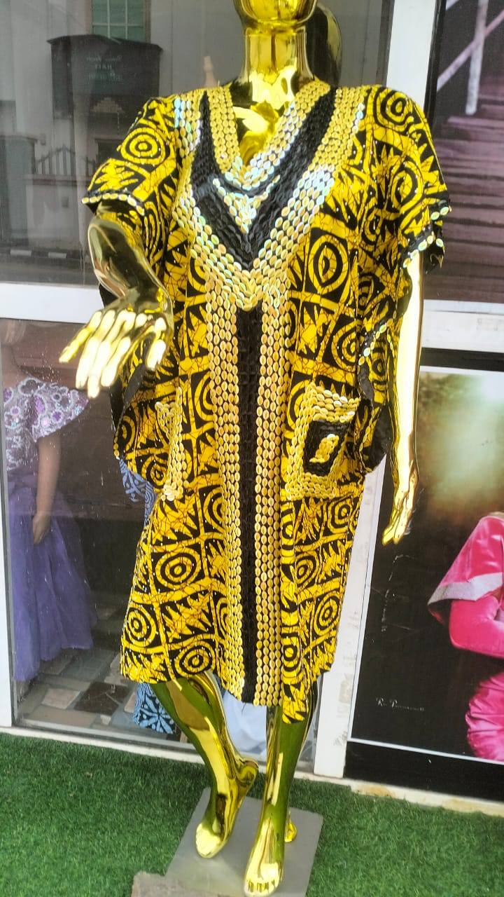 Yellow and black gown